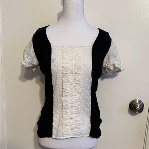 INC International Concepts Black and White Blouse
